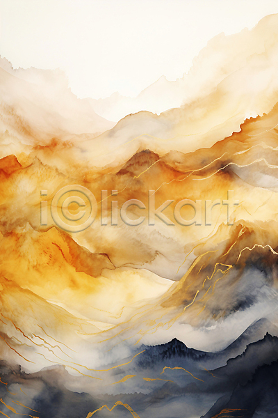 사람없음 JPG 편집이미지 골짜기 노란색 백그라운드 번짐 산 산등성이 수채화(물감) 자연 추상 포스터 풍경(경치) 하늘