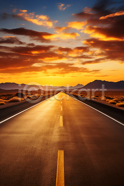 사람없음 JPG 편집이미지 고속도로 구름(자연) 사막 산 아스팔트(도로) 일몰 풍경(경치) 하늘 햇빛