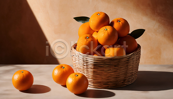 사람없음 JPG 편집이미지 겨울 귤 담기 바구니 쌓기 오렌지 잎 주황색