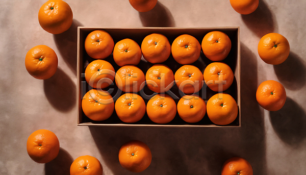 사람없음 JPG 편집이미지 하이앵글 가득함 겨울 귤 그림자 담기 상자 오렌지 주황색