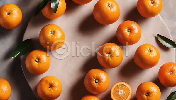 사람없음 JPG 편집이미지 하이앵글 겨울 귤 오렌지 잎 주황색