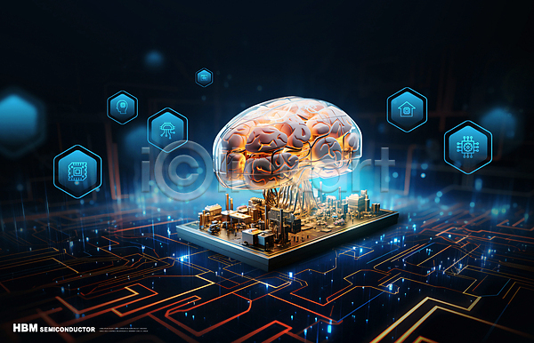 사람없음 PSD 편집이미지 AI(인공지능) 과학기술 뇌 디지털 반도체 백그라운드 사이버 전자부품 홀로그램 회로판