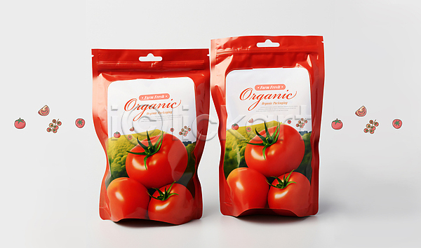 신선 사람없음 PSD 편집이미지 빨간색 유기농 토마토 파우치 패키지