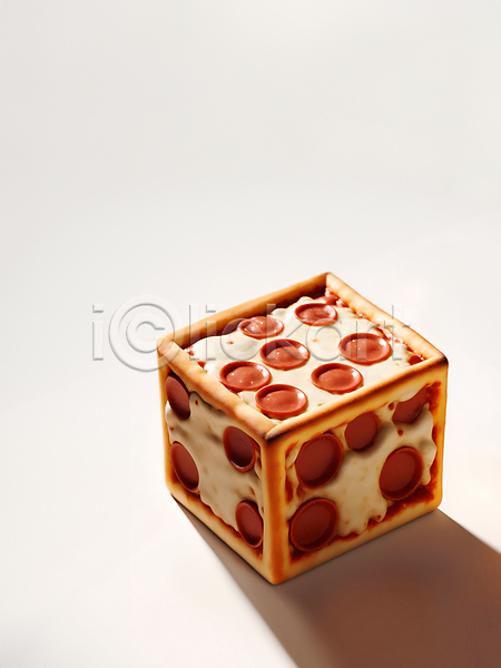 사람없음 JPG 디지털합성 입체 편집이미지 사각형 음식 치즈 큐브 페퍼로니 페퍼로니피자 편집소스 피자