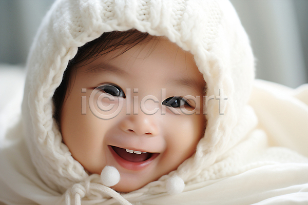 귀여움 사랑 포근함 행복 아기 아기만 한명 JPG 앞모습 편집이미지 미소(표정) 얼굴 웃음 흰색