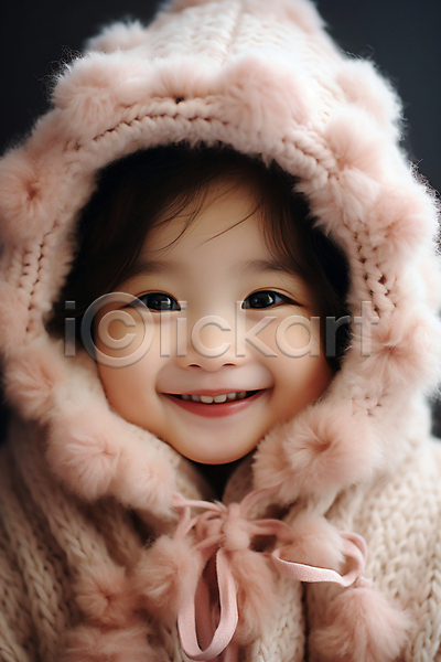 귀여움 사랑 포근함 행복 아기 아기만 한명 JPG 앞모습 편집이미지 미소(표정) 분홍색 상반신 얼굴 웃음