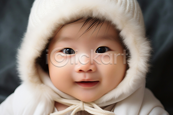 귀여움 사랑 포근함 행복 아기 아기만 한명 JPG 앞모습 편집이미지 미소(표정) 얼굴 웃음 흰색