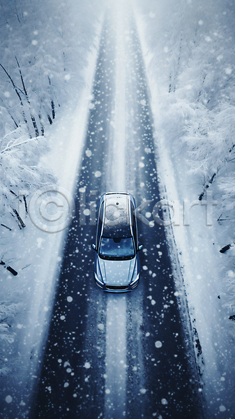 사람없음 JPG 디지털합성 편집이미지 겨울 나무 눈(날씨) 눈길운전 눈내림 눈덮임 도로 운전 자동차