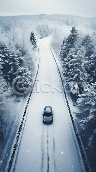 사람없음 JPG 디지털합성 편집이미지 겨울 나무 눈(날씨) 눈길 눈길운전 눈덮임 도로 운전 자동차