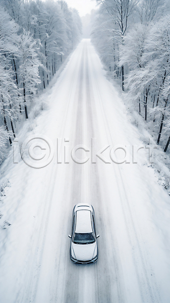 사람없음 JPG 디지털합성 편집이미지 겨울 눈(날씨) 눈길 눈길운전 눈덮임 도로 운전 자동차 흰색