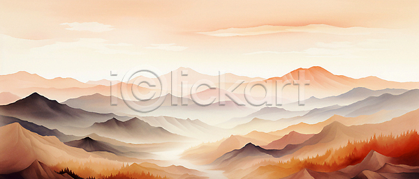 사람없음 JPG 일러스트 미니멀 배너 백그라운드 산 산등성이 자연 추상 풍경(경치) 풍경화