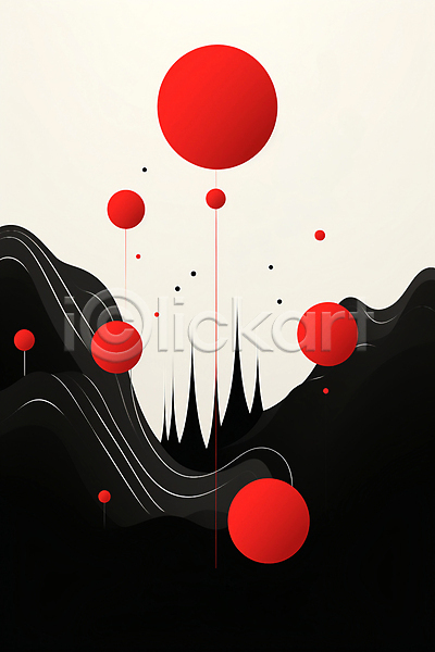 사람없음 JPG 편집이미지 검은색 디자인 모던 미니멀 백그라운드 빨간색 원형 추상 포스터 흰색