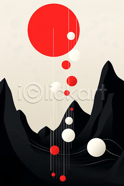 사람없음 JPG 편집이미지 검은색 디자인 모던 미니멀 백그라운드 빨간색 산 원형 직선 추상 포스터 흰색