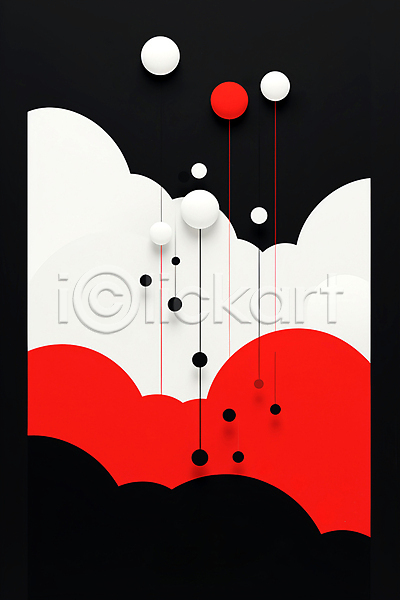 사람없음 JPG 편집이미지 검은색 구름(자연) 디자인 모던 미니멀 백그라운드 빨간색 원형 직선 추상 포스터 흰색