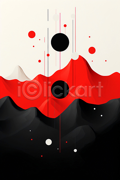 사람없음 JPG 편집이미지 검은색 디자인 모던 미니멀 백그라운드 빨간색 산 원형 추상 포스터 흰색