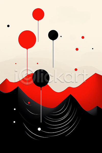 사람없음 JPG 편집이미지 검은색 디자인 모던 미니멀 백그라운드 빨간색 산 원형 추상 포스터 흰색