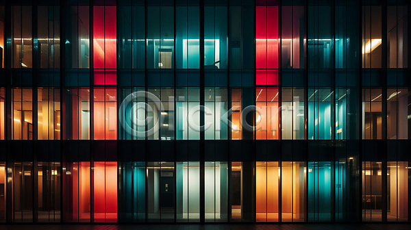 사람없음 JPG 디지털합성 편집이미지 빌딩 빛 외벽 유리 창문 컬러풀 편집소스