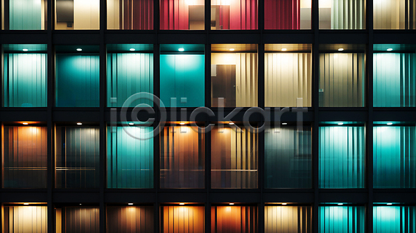 사람없음 JPG 디지털합성 편집이미지 빌딩 빛 외벽 유리 창문 컬러풀 편집소스