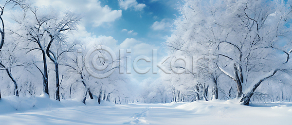 사람없음 JPG 편집이미지 겨울 겨울풍경 구름(자연) 길 나무 눈(날씨) 설원 풍경(경치)