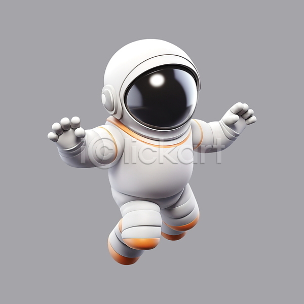 사람 성인 성인한명만 한명 3D PSD 편집이미지 우주복 우주비행사 전신 캐릭터 팔벌리기