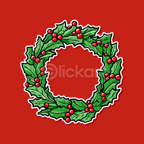 사람없음 AI(파일형식) 일러스트 빨간색 스티커 열매 오브젝트 장식 크리스마스 크리스마스리스