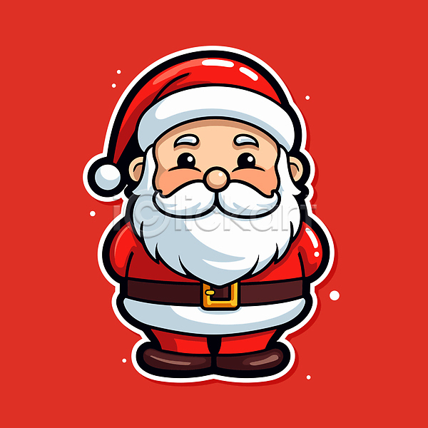 남자 노년 노인남자한명만 한명 AI(파일형식) 일러스트 빨간색 산타클로스 서기 스티커 오브젝트 장식 전신 크리스마스캐릭터