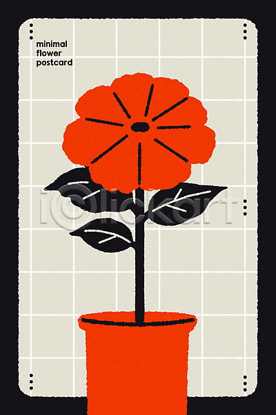 사람없음 AI(파일형식) 일러스트 꽃 꽃병 디자인 미니멀 빨간색 심플 엽서 카드(감사) 화분