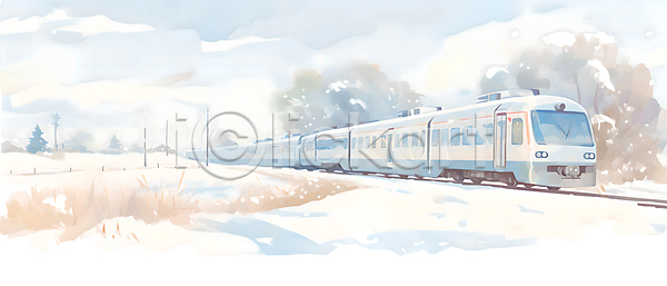 추위 사람없음 JPG 일러스트 겨울 겨울풍경 구름(자연) 기차 기찻길 눈(날씨) 눈덮임 백그라운드 번짐 설경 설원 수채화(물감) 전봇대(시설물) 풍경(경치) 하늘