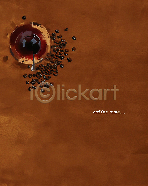 사람없음 PSD 일러스트 갈색 그림 백그라운드 원두 유화 카피스페이스 커피 커피잔