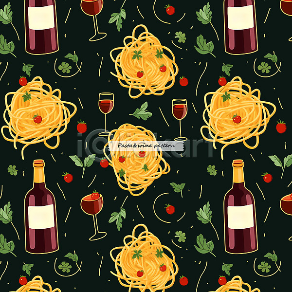 사람없음 PSD 편집이미지 검은색 스파게티 와인 와인병 와인잔 토마토 파스타 패턴 패턴백그라운드 허브