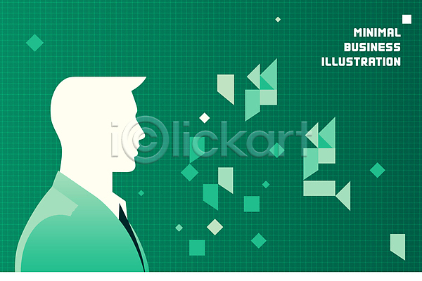 남자 성인 성인남자한명만 한명 AI(파일형식) 실루엣 일러스트 격자 금융 도형 디자인 미니멀 비즈니스 비즈니스맨 상반신 심플 얼굴없음 초록색