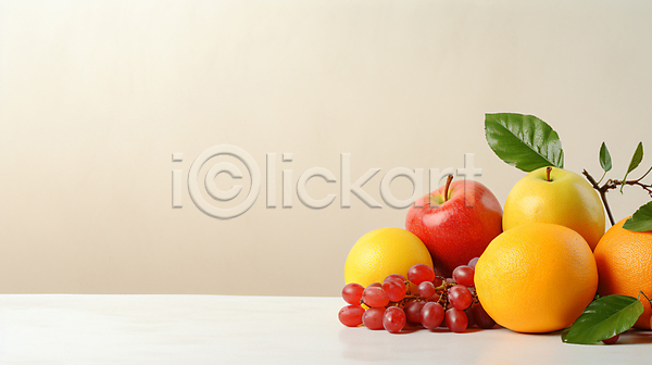 신선 사람없음 JPG 편집이미지 과일 다양 사과(과일) 오렌지 잎 카피스페이스 포도