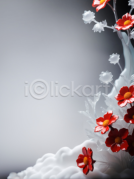 사람없음 JPG 디지털합성 편집이미지 겨울 겨울꽃 꽃 빨간색 유리 카피스페이스 편집소스 흰색