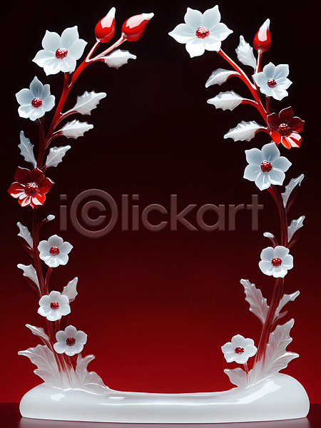 사람없음 JPG 디지털합성 편집이미지 겨울 겨울꽃 꽃 단상 빨간색 유리 카피스페이스 편집소스 흰색