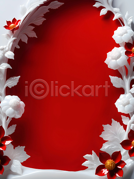 사람없음 JPG 디지털합성 편집이미지 겨울 겨울꽃 꽃 빨간색 유리 카피스페이스 편집소스 프레임 흰색