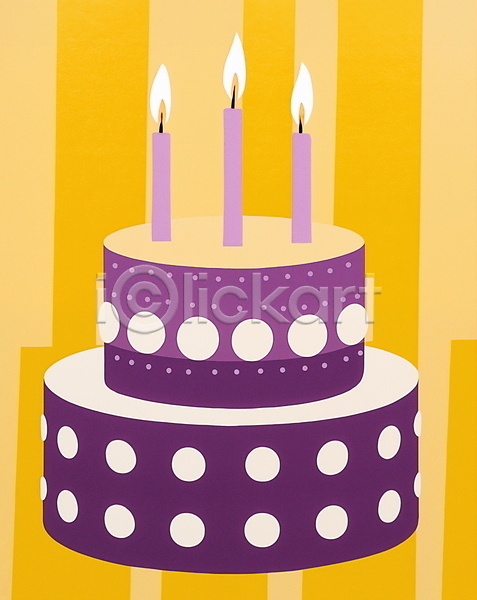 빈티지 축하 사람없음 JPG 일러스트 노란색 보라색 복고 생일 생일케이크 카드(감사) 케이크 키치