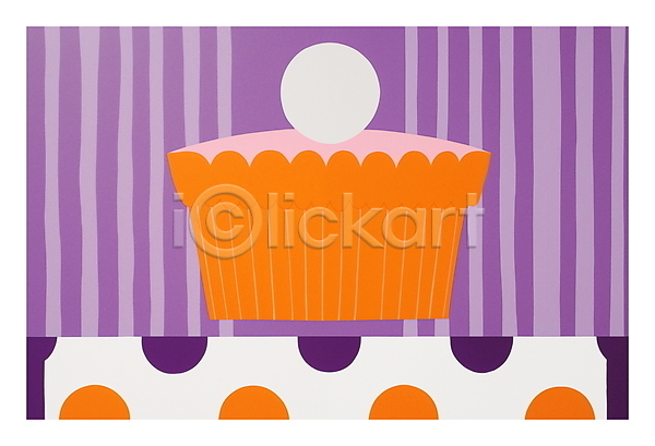 빈티지 축하 사람없음 JPG 일러스트 보라색 복고 생일 생일케이크 주황색 카드(감사) 컵케이크 케이크 키치