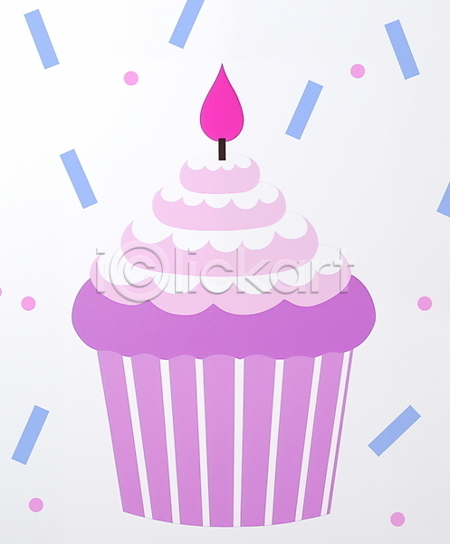 빈티지 축하 사람없음 JPG 일러스트 보라색 복고 생일 생일케이크 카드(감사) 컵케이크 케이크 키치