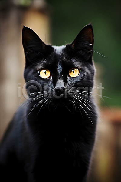 사람없음 JPG 편집이미지 검은색 고양이 동물 어둠 응시 한마리
