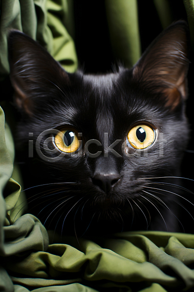 사람없음 JPG 편집이미지 검은색 고양이 동물 어둠 응시 한마리