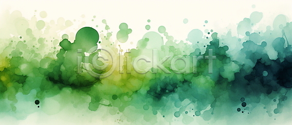 사람없음 JPG 일러스트 백그라운드 번짐 붓터치 수채화(물감) 원형 점 초록색 추상