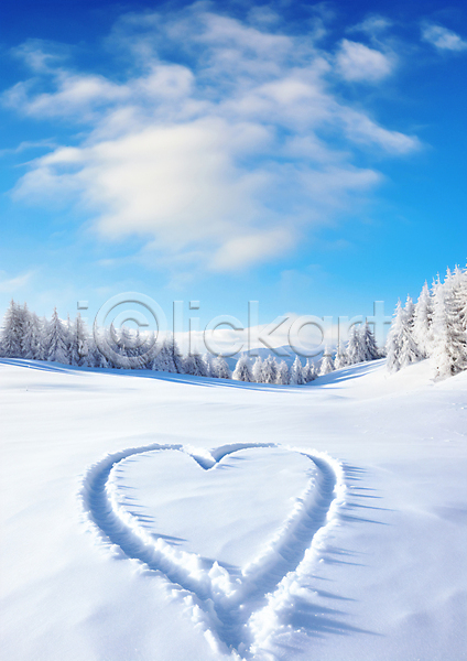 사람없음 JPG 편집이미지 겨울 구름(자연) 나무 백그라운드 설경 설원 자연 풍경(경치) 하늘 하트 흰색