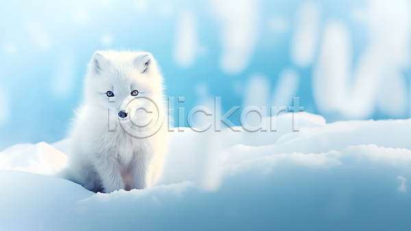 사람없음 JPG 편집이미지 겨울 눈(날씨) 동물 백여우 북극여우 여우 한마리