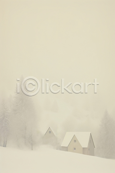 감성 분위기 추위 사람없음 JPG 일러스트 겨울 나무 눈(날씨) 백그라운드 베이지색 설원 자연 주택 풍경(경치) 흰색