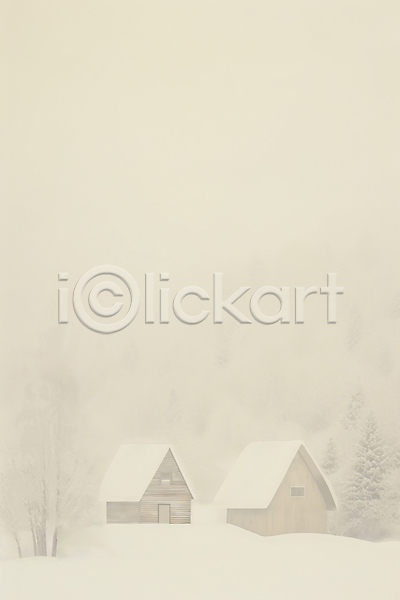 감성 분위기 추위 사람없음 JPG 일러스트 겨울 나무 눈(날씨) 백그라운드 베이지색 설원 자연 주택 풍경(경치) 흰색