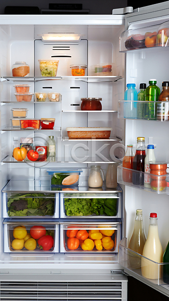 신선 사람없음 JPG 디지털합성 편집이미지 가득함 냉장고 식재료 오픈 음식 저장