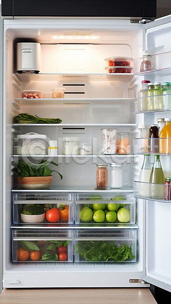 신선 사람없음 JPG 디지털합성 편집이미지 가득함 냉장고 식재료 오픈 음식 저장