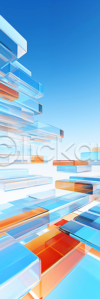 사람없음 JPG 디지털합성 편집이미지 그래픽 다이나믹 디지털 반투명 백그라운드 사각형 입체도형 주황색 파란색 편집소스
