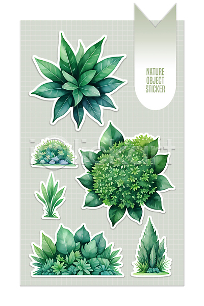 사람없음 PSD 일러스트 세트 스티커 엘리먼트 오브젝트 잎 자연 초록색 풀(식물) 풀잎