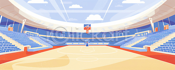 사람없음 PSD 일러스트 경기장 골대 관람석 구름(자연) 농구 백그라운드 스타디움 스포츠 하늘